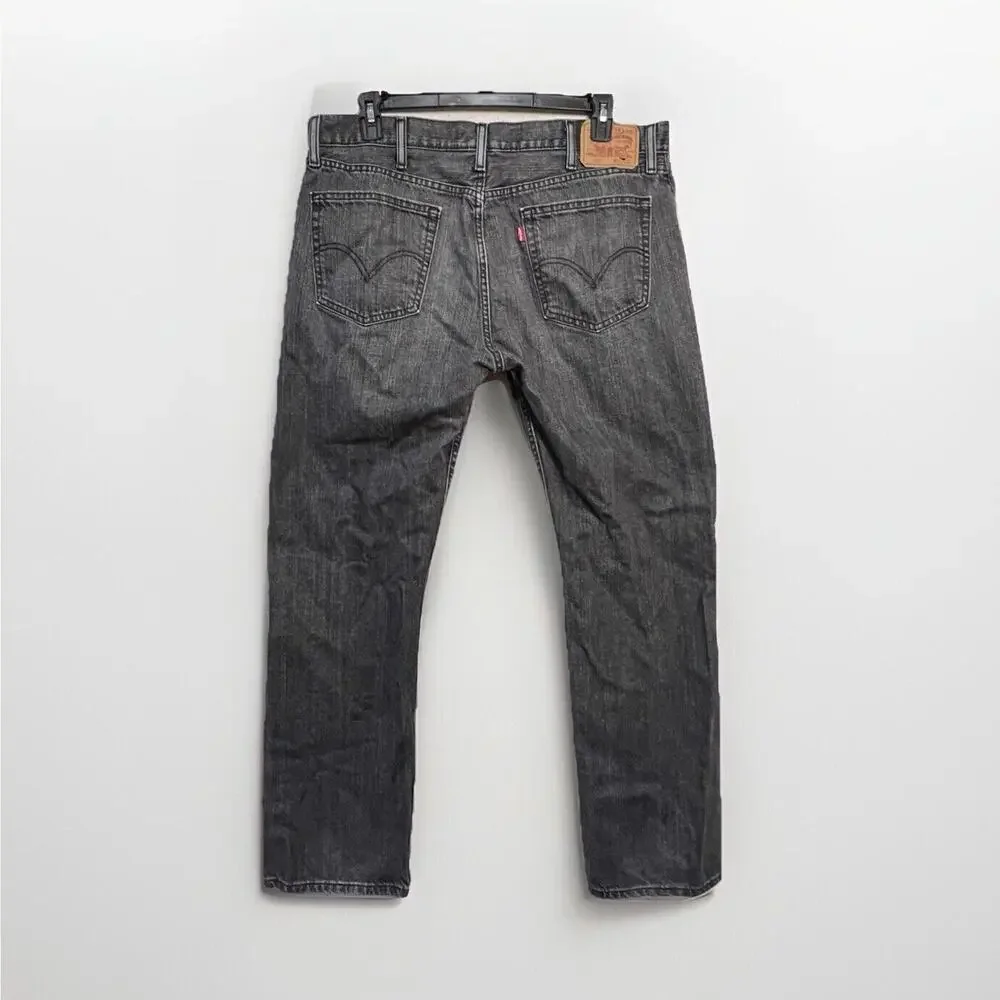 Levis Mens 505 Jeans 38 X 32 Black Fade Straight - Picture 2 of 9